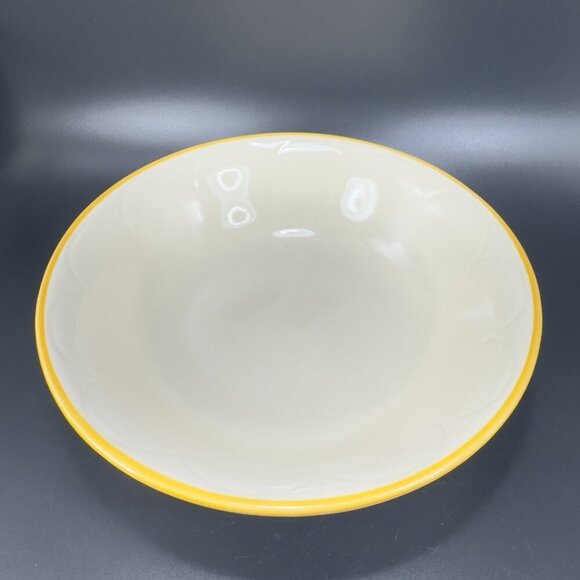 Franciscan Pottery Interpace Bowl Dish Set 2 Yellow Edges USA Large Bowls 8.5in - Picture 9 of 11